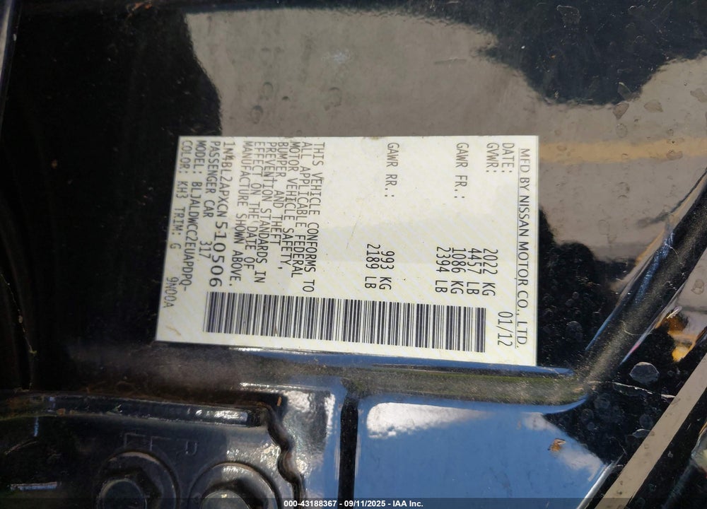2012 NISSAN ALTIMA 3.5 SR VIN: 1N4BL2APXCN510506
