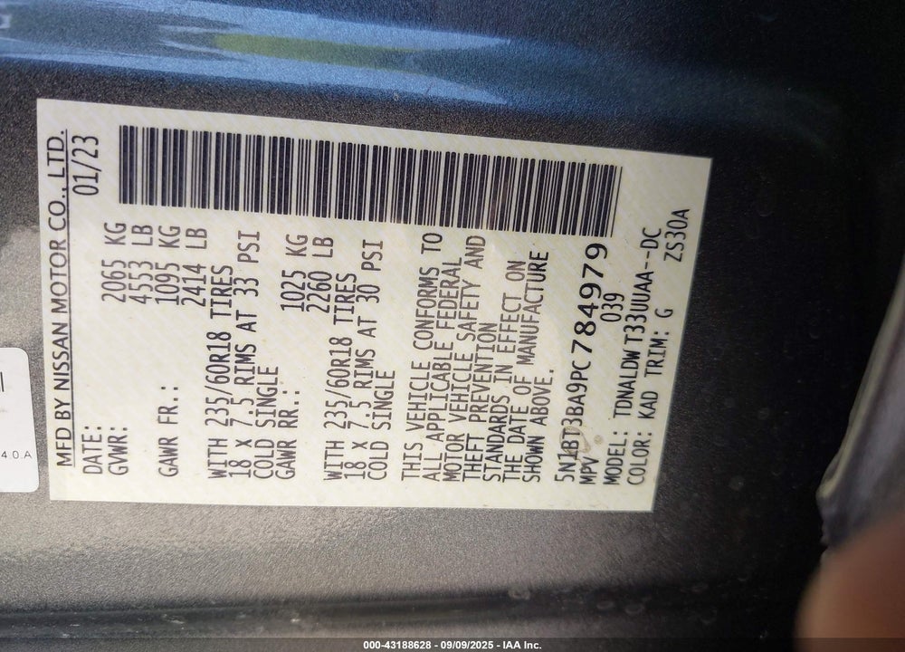 2023 NISSAN ROGUE VIN: 5N1BT3BA9PC784979