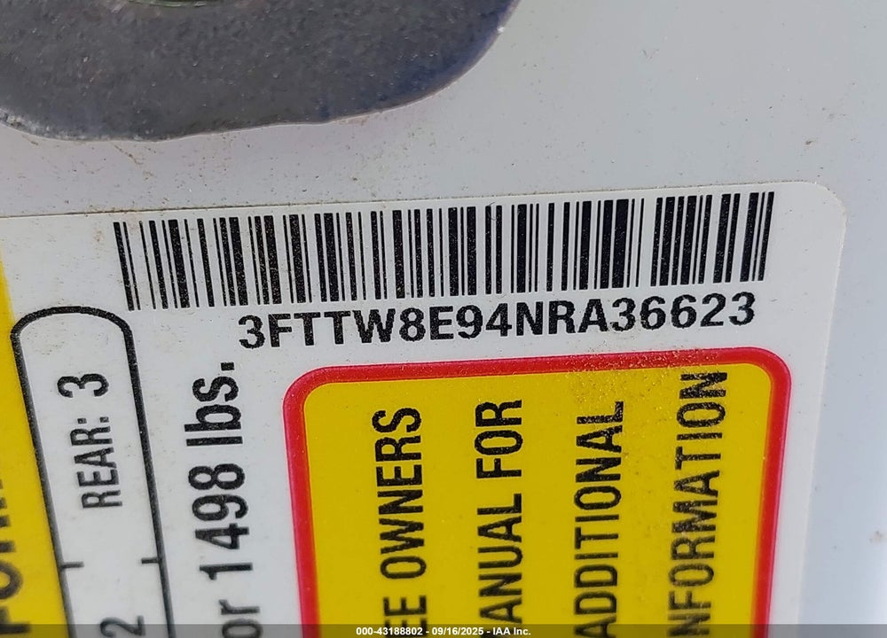 2022 FORD MAVERICK VIN: 3FTTW8E94NRA36623