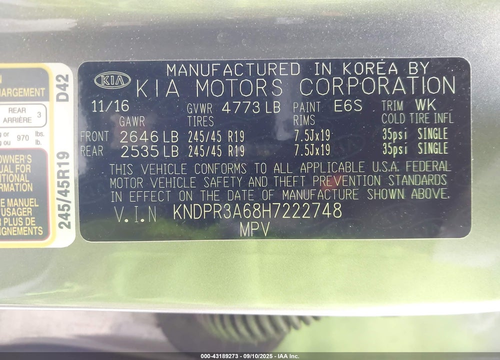 2017 KIA SPORTAGE SX TURBO VIN: KNDPR3A68H7222748