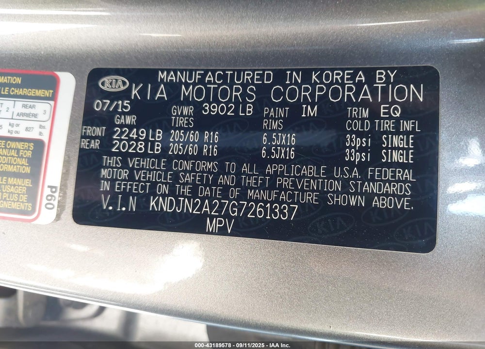 2016 KIA SOUL VIN: KNDJN2A27G7261337