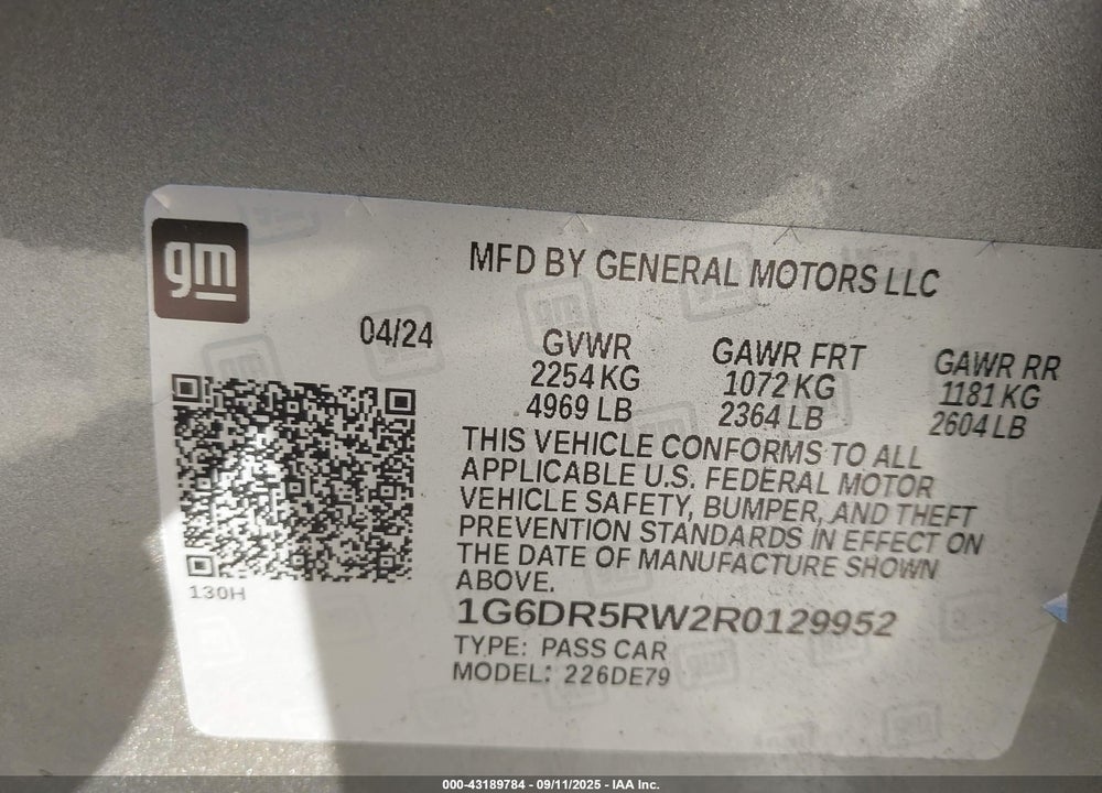 2024 CADILLAC CT5 VIN: 1G6DR5RW2R0129952