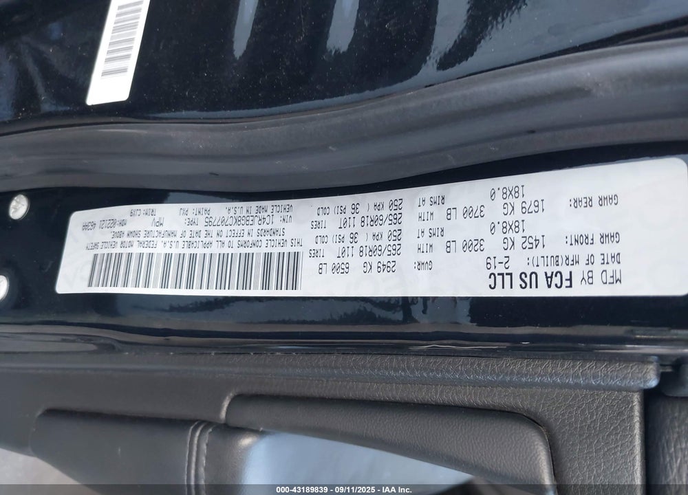 2019 JEEP GRAND CHEROKEE VIN: 1C4RJEBG8KC707795