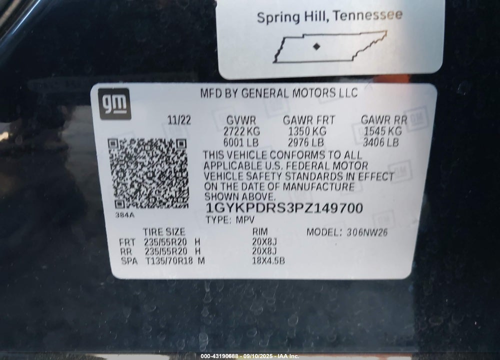 2023 CADILLAC XT6 AWD PREMIUM LUXURY VIN: 1GYKPDRS3PZ149700