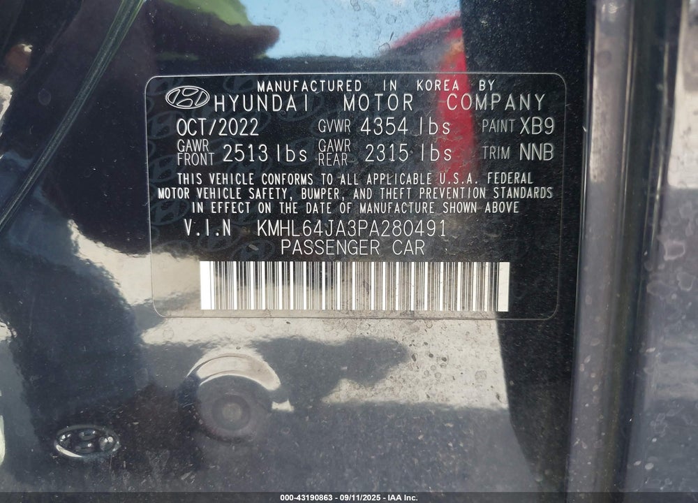 2023 HYUNDAI SONATA VIN: KMHL64JA3PA280491