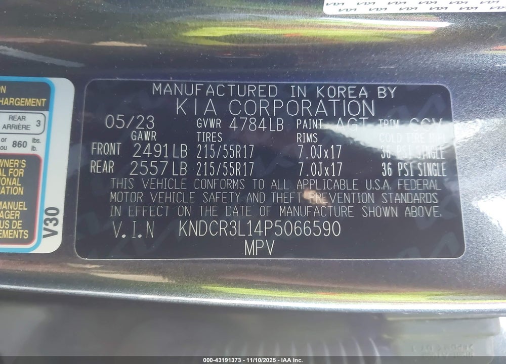2023 KIA NIRO VIN: KNDCR3L14P5066590