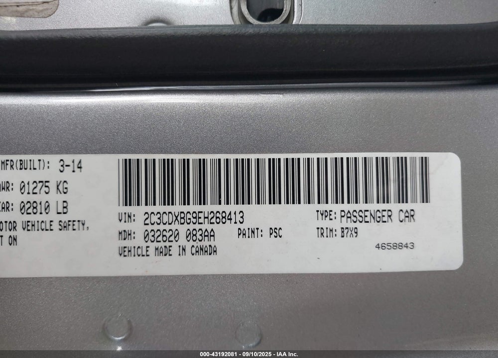2014 DODGE CHARGER VIN: 2C3CDXBG9EH268413