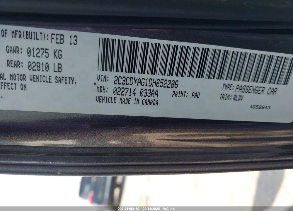 2013 DODGE CHALLENGER RALLYE REDLINE VIN: 2C3CDYAG1DH652286