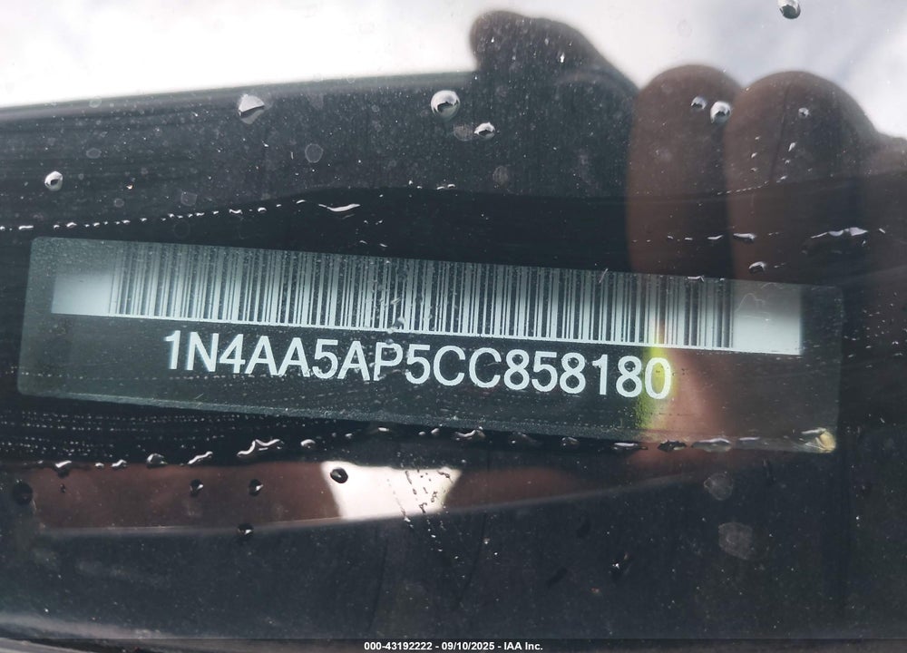 2012 NISSAN MAXIMA VIN: 1N4AA5AP5CC858180