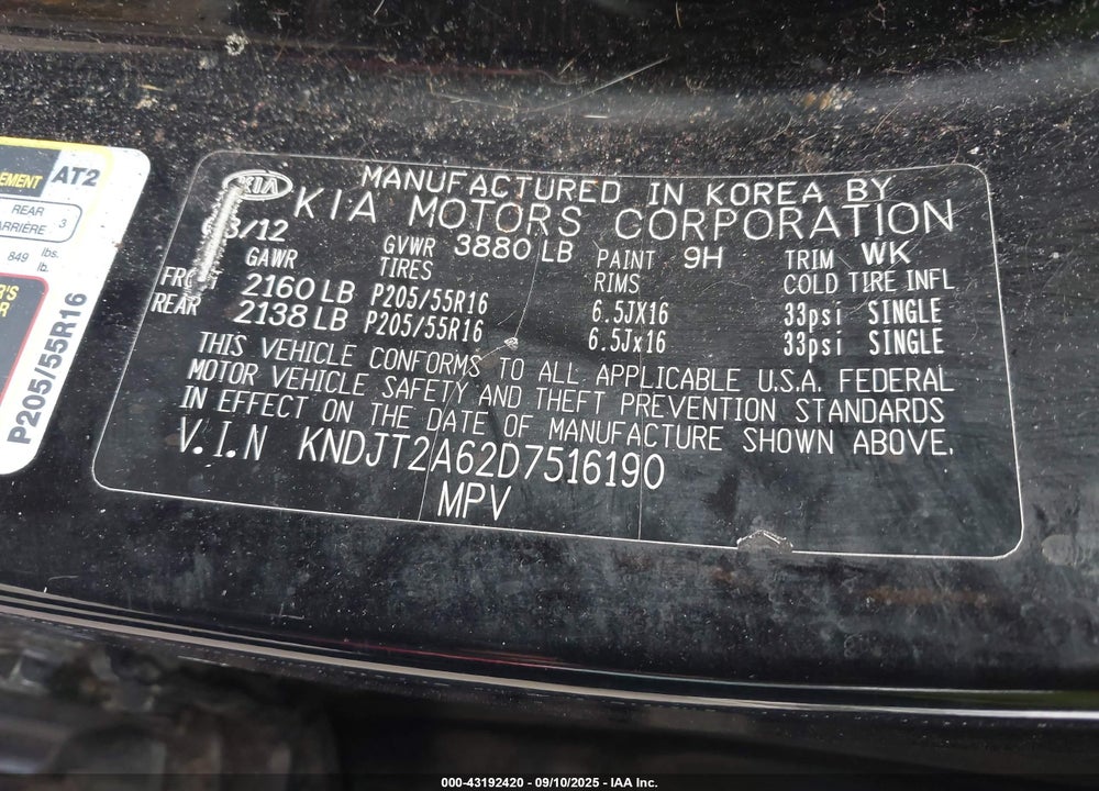 2013 KIA SOUL VIN: KNDJT2A62D7516190