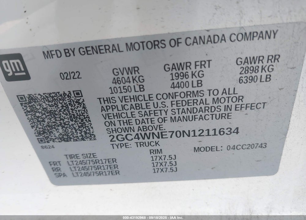 2022 CHEVROLET SILVERADO 2500HD 2WD STANDARD BED LT VIN: 2GC4WNE70N1211634