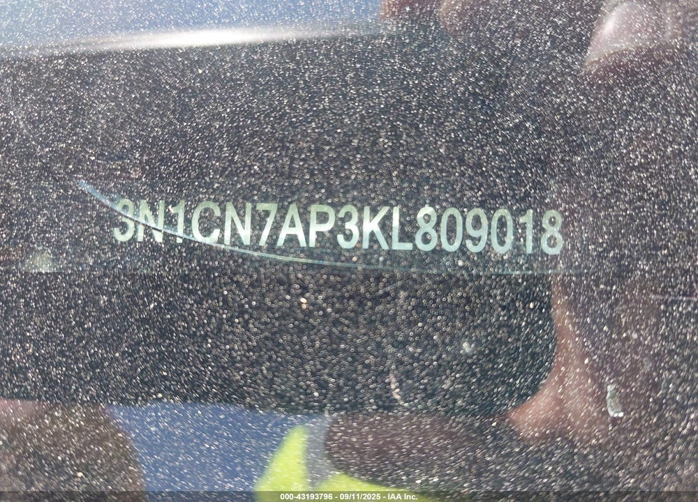 2019 NISSAN VERSA VIN: 3N1CN7AP3KL809018