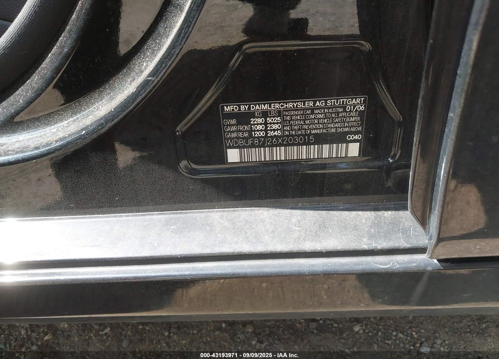 2006 MERCEDES-BENZ E 350 4MATIC VIN: WDBUF87J26X203015