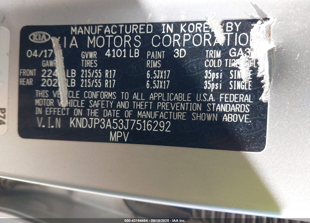 2018 KIA SOUL VIN: KNDJP3A53J7516292