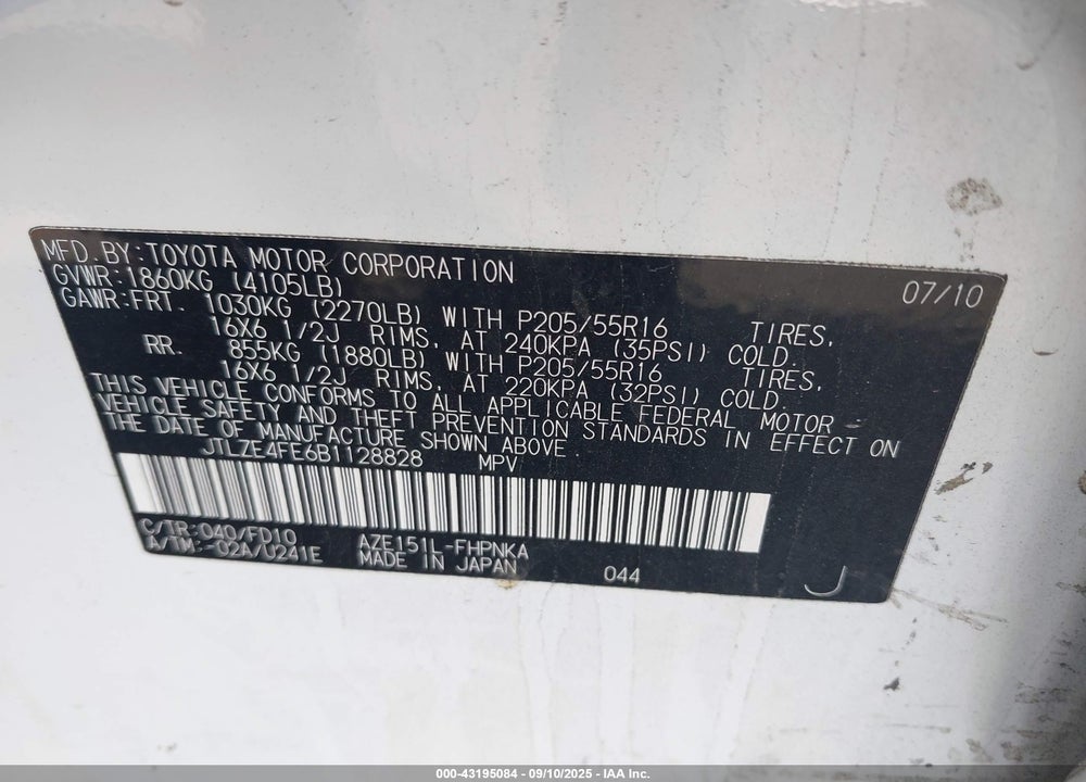 2011 SCION XB VIN: JTLZE4FE6B1128828