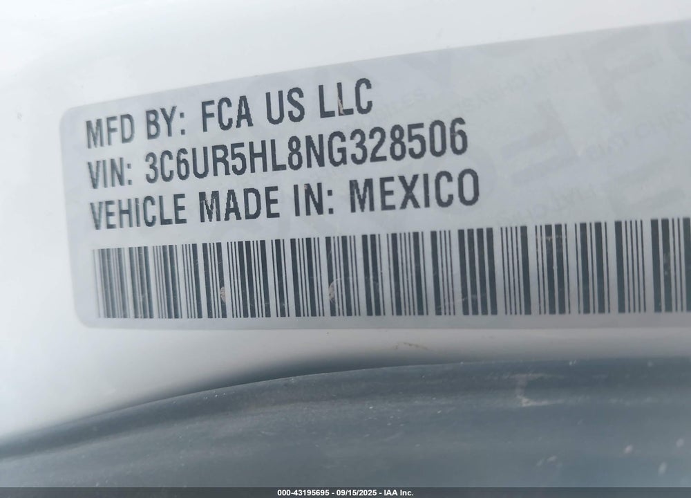 2022 RAM 2500 VIN: 3C6UR5HL8NG328506