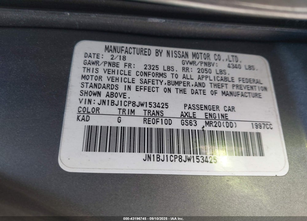 2018 NISSAN ROGUE SPORT SV VIN: JN1BJ1CP8JW153425
