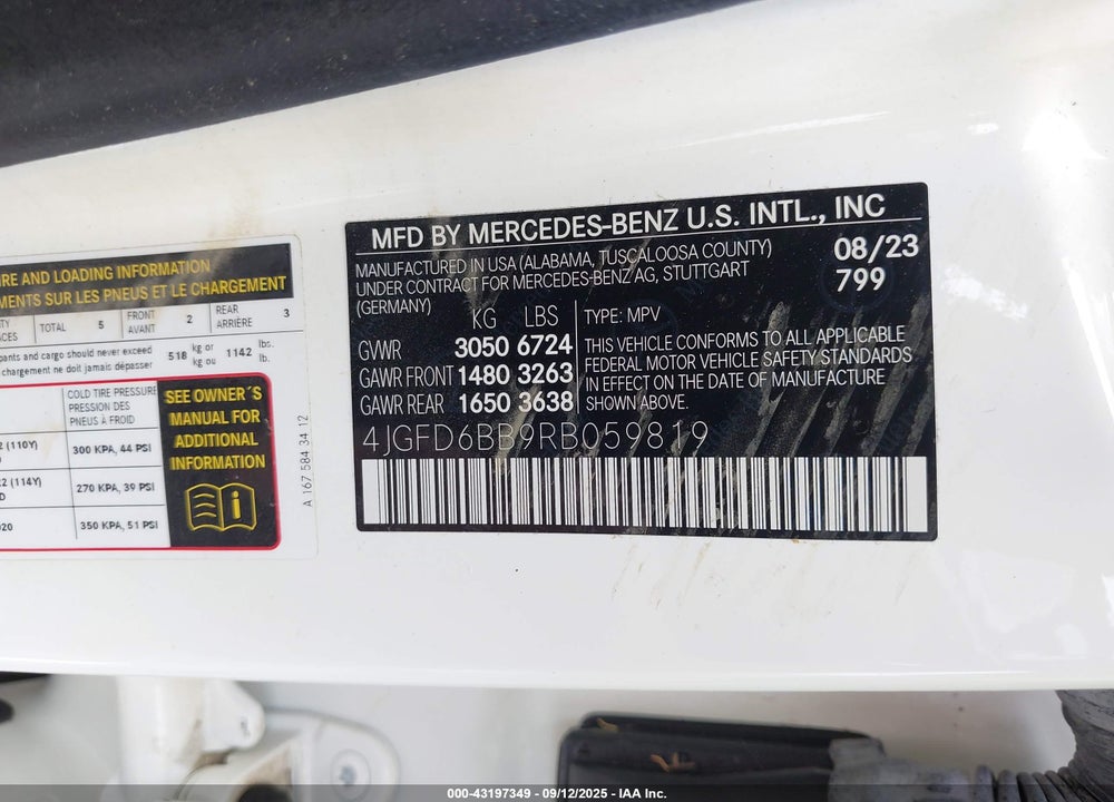 2024 MERCEDES-BENZ GLE CLASS VIN: 4JGFD6BB9RB059819