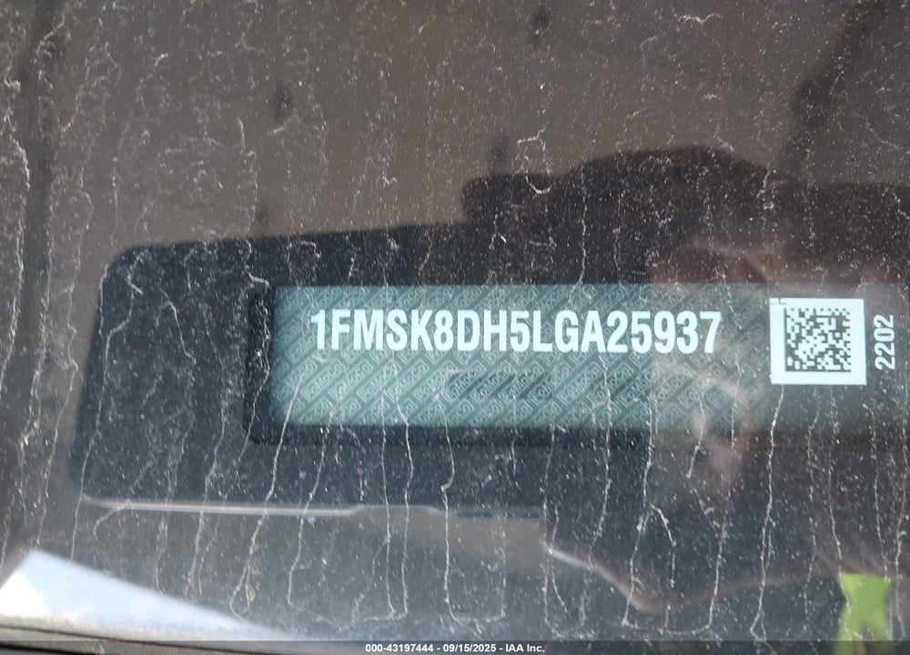 2020 FORD EXPLORER VIN: 1FMSK8DH5LGA25937