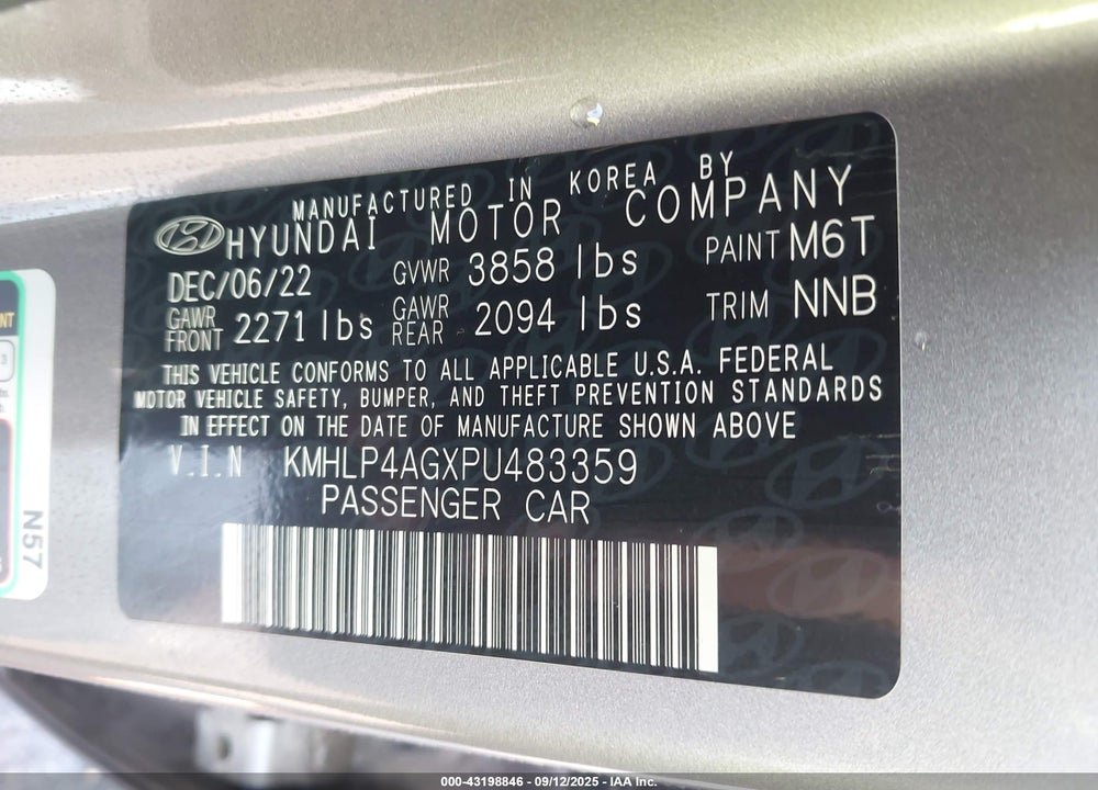 2023 HYUNDAI ELANTRA VIN: KMHLP4AGXPU483359