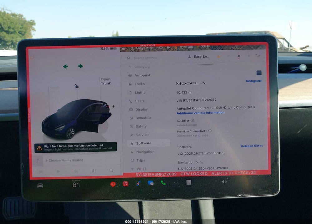 2022 TESLA MODEL 3 VIN: 5YJ3E1EA3NF212082