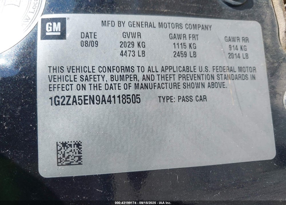 2010 PONTIAC G6 VIN: 1G2ZA5EN9A4118505