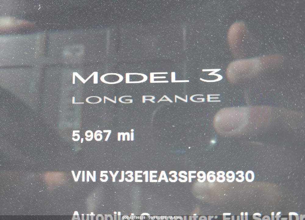 2025 TESLA MODEL 3 VIN: 5YJ3E1EA3SF968930