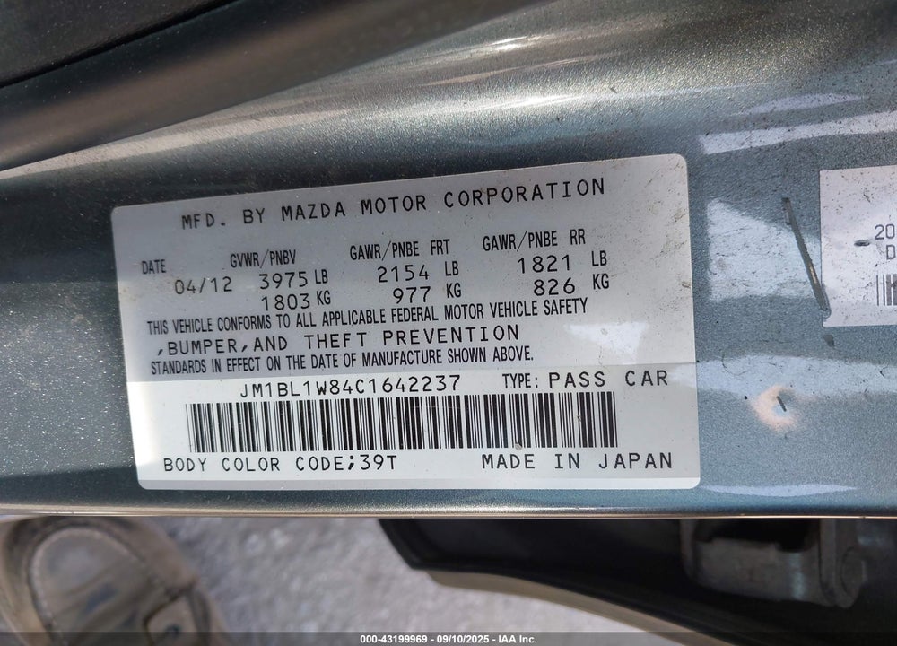 2012 MAZDA 3 I GRAND TOURING VIN: JM1BL1W84C1642237