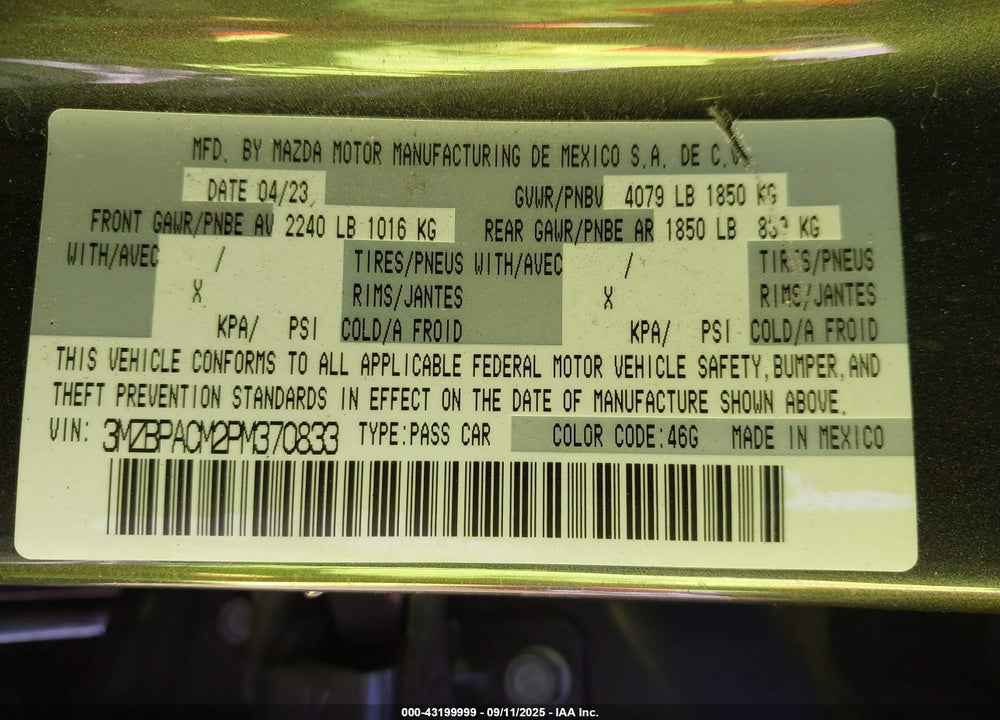 2023 MAZDA 3 2.5 S PREFERRED VIN: 3MZBPACM2PM370833