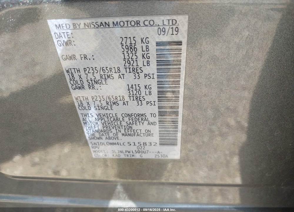 2020 INFINITI QX60 VIN: 5N1DL0MM4LC515832