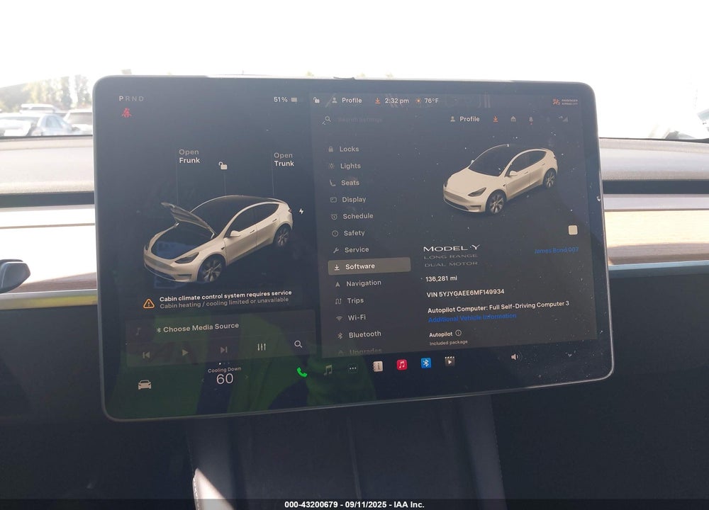 2021 TESLA MODEL Y LONG RANGE DUAL MOTOR ALL-WHEEL DRIVE VIN: 5YJYGAEE6MF149934
