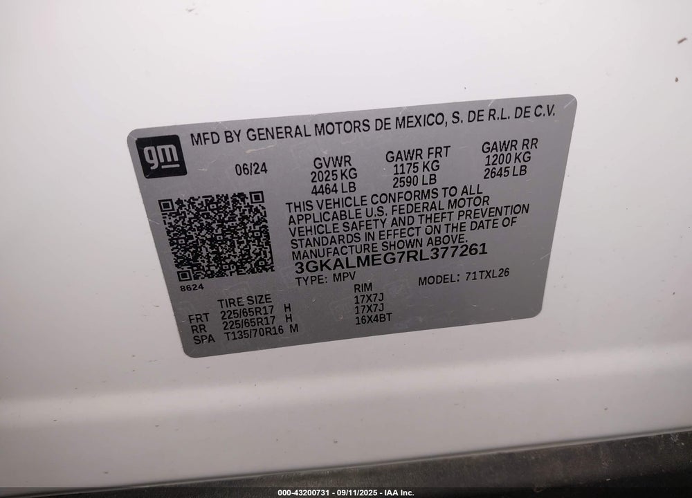 2024 GMC TERRAIN VIN: 3GKALMEG7RL377261
