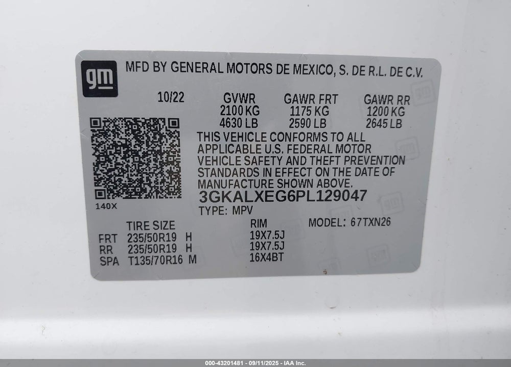 2023 GMC TERRAIN VIN: 3GKALXEG6PL129047