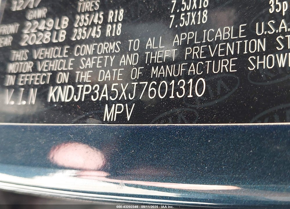 2018 KIA SOUL VIN: KNDJP3A5XJ7601310