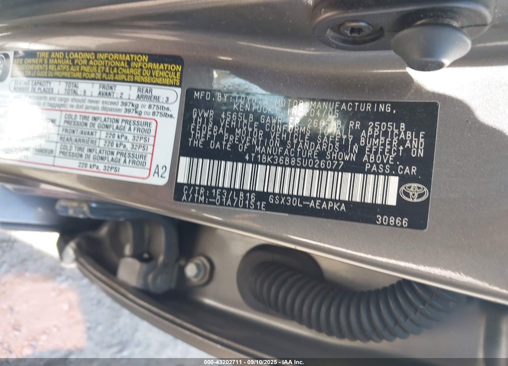 2005 TOYOTA AVALON LIMITED VIN: 4T1BK36B85U026077