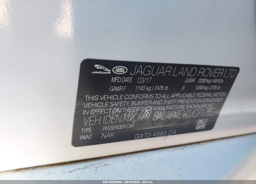 2018 JAGUAR XE 35T PORTFOLIO LIMITED EDITION VIN: SAJAH4EV2JCP17669