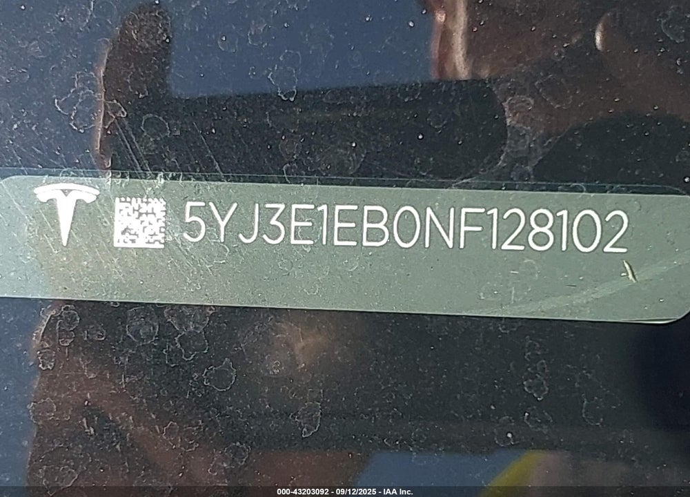 2022 TESLA MODEL 3 VIN: 5YJ3E1EB0NF128102