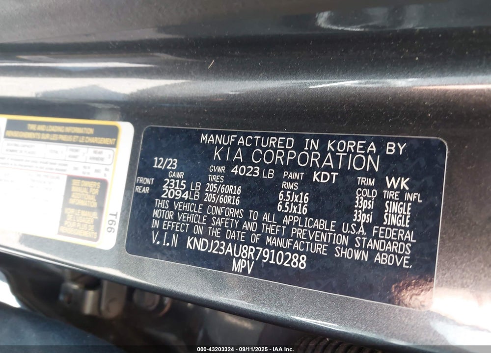2024 KIA SOUL LX VIN: KNDJ23AU8R7910288