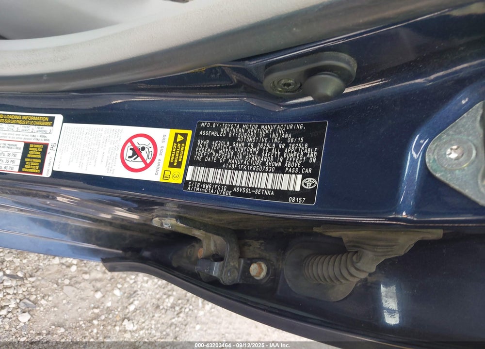 2015 TOYOTA CAMRY VIN: 4T4BF1FK1FR507630