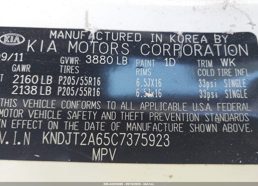 2012 KIA SOUL VIN: KNDJT2A65C7375923
