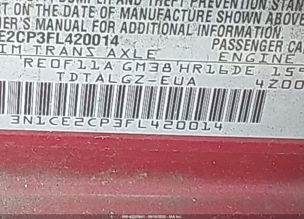 2015 NISSAN VERSA NOTE VIN: 3N1CE2CP3FL420014