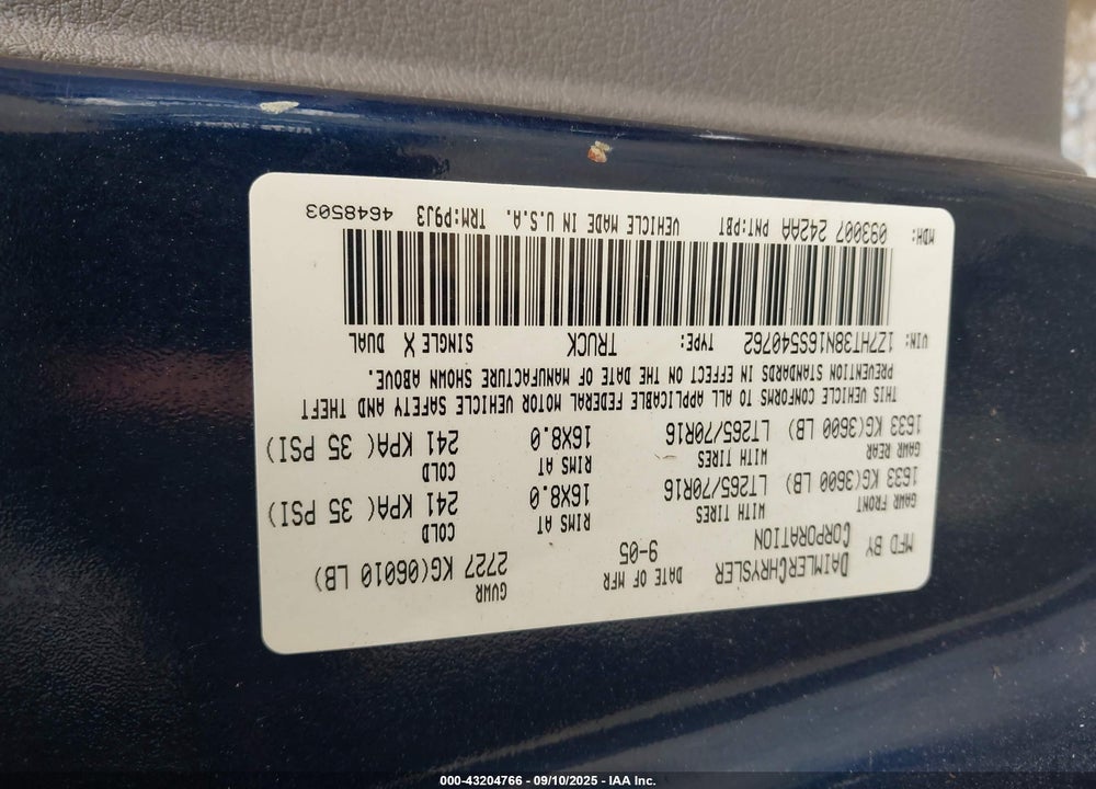 2006 MITSUBISHI RAIDER DURO CROSS V8 VIN: 1Z7HT38N16S540762