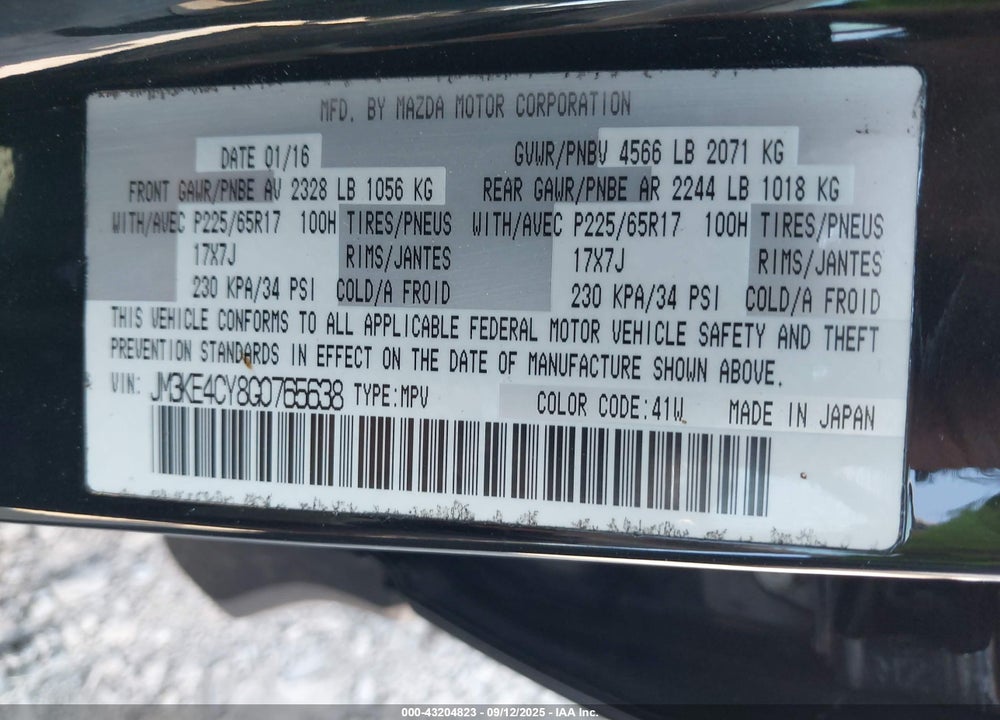 2016 MAZDA CX-5 VIN: JM3KE4CY8G0765638