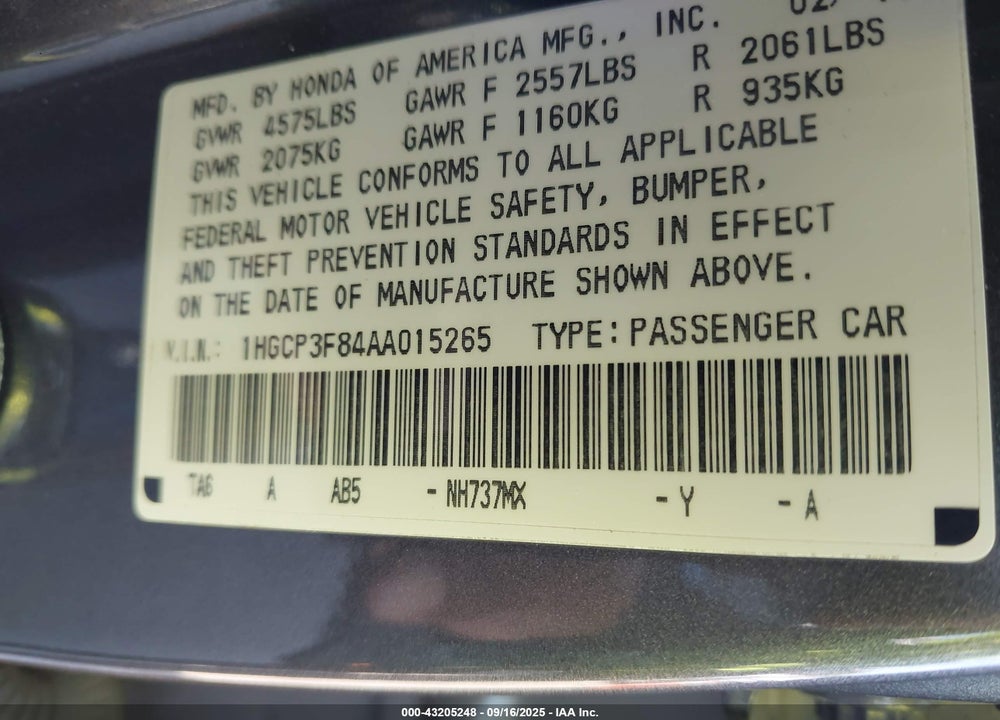 2010 HONDA ACCORD 3.5 EX-L VIN: 1HGCP3F84AA015265