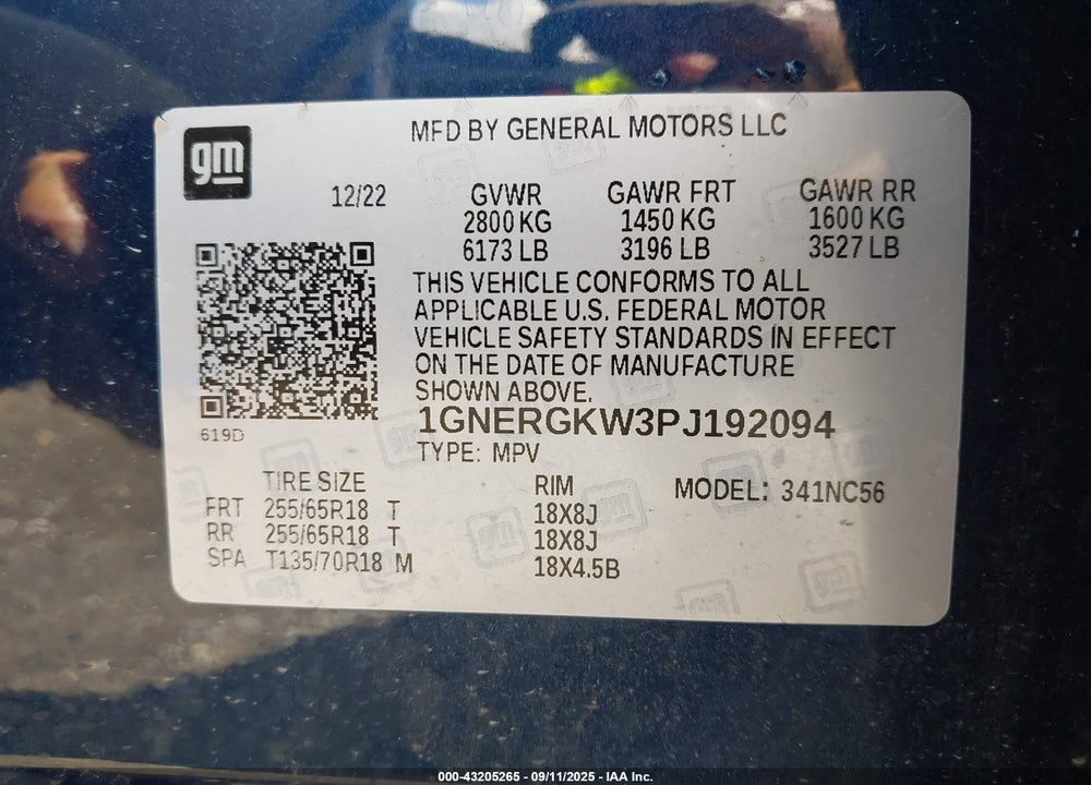 2023 CHEVROLET TRAVERSE FWD LT CLOTH VIN: 1GNERGKW3PJ192094