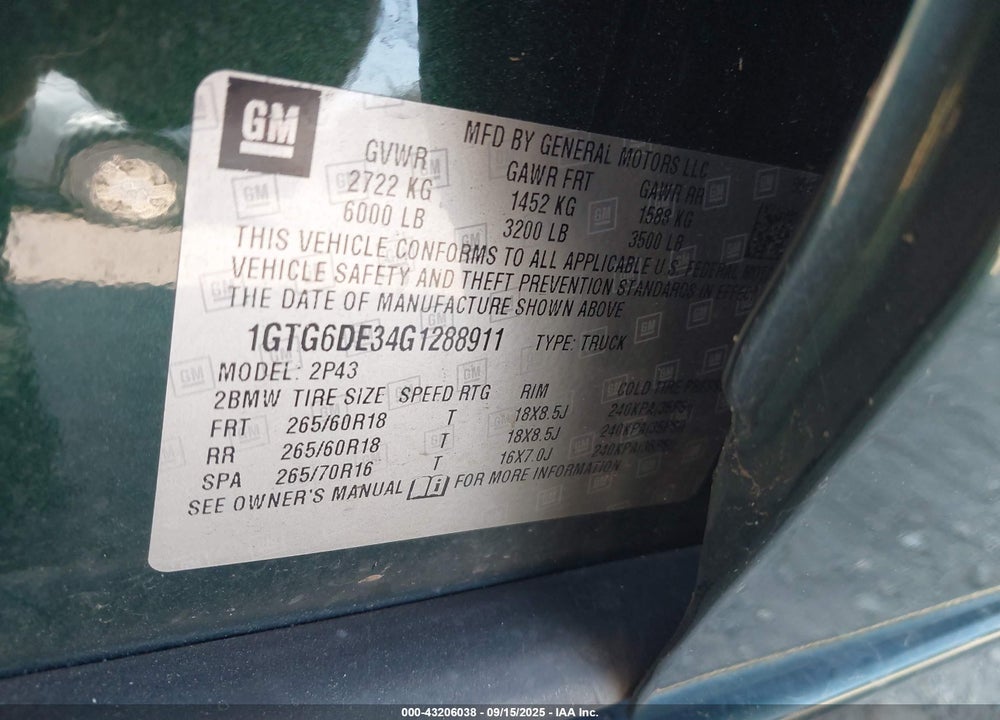 2016 GMC CANYON SLT VIN: 1GTG6DE34G1288911