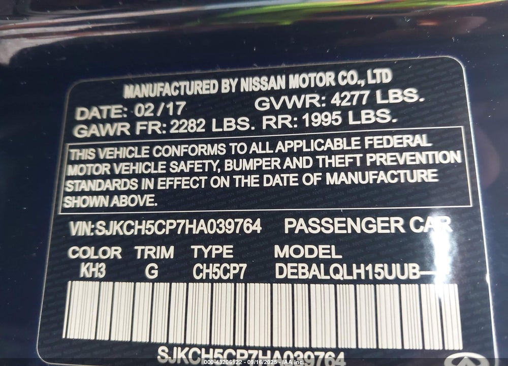 2017 INFINITI QX30 VIN: SJKCH5CP7HA039764