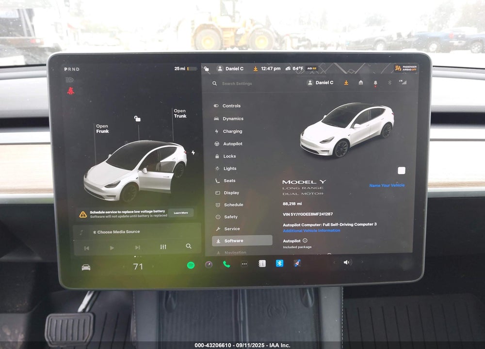 2021 TESLA MODEL Y VIN: 5YJYGDEE8MF241287