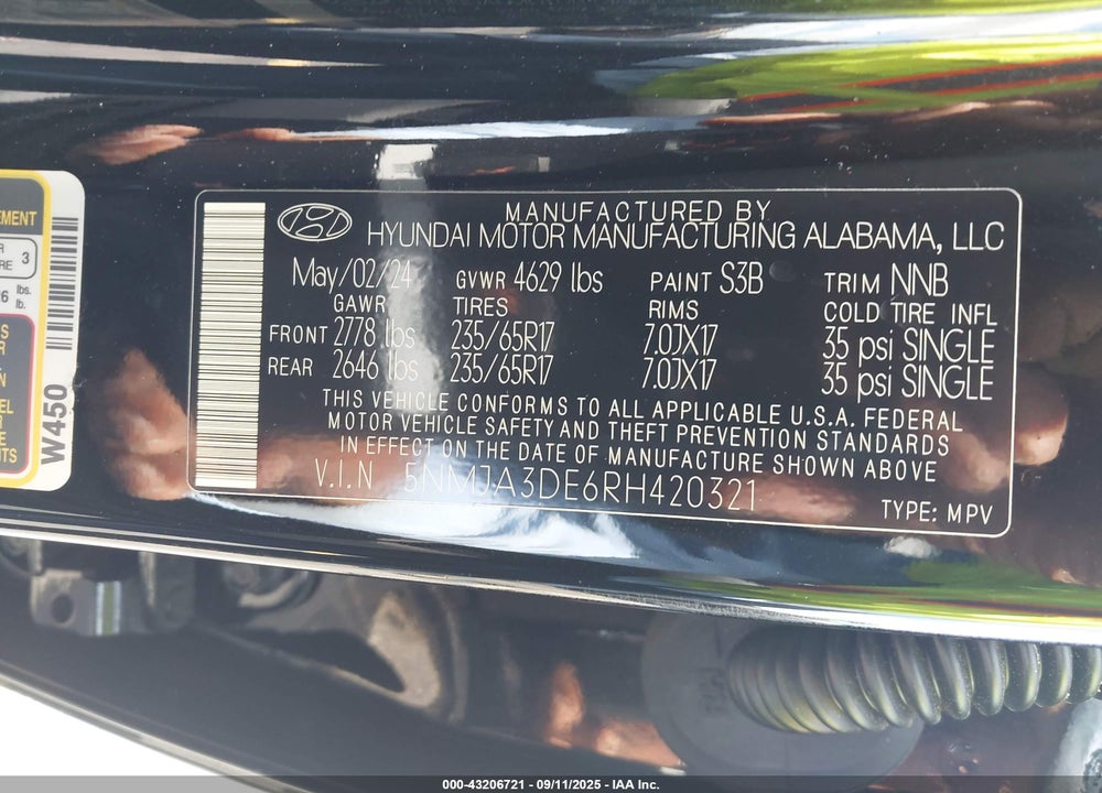 2024 HYUNDAI TUCSON VIN: 5NMJA3DE6RH420321
