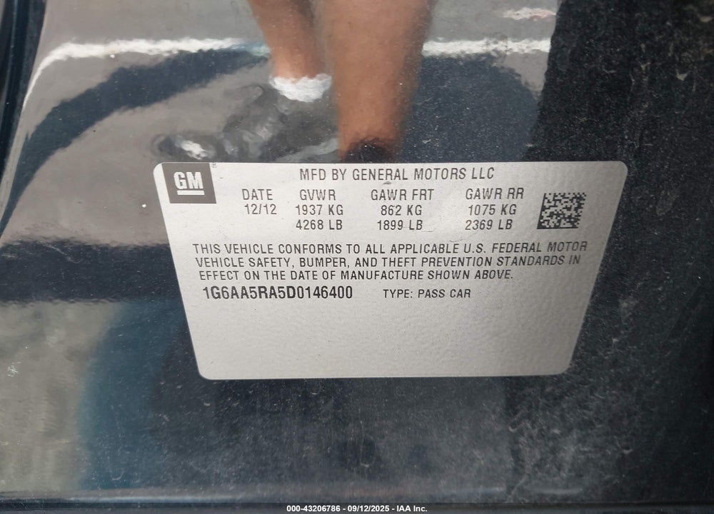 2013 CADILLAC ATS VIN: 1G6AA5RA5D0146400